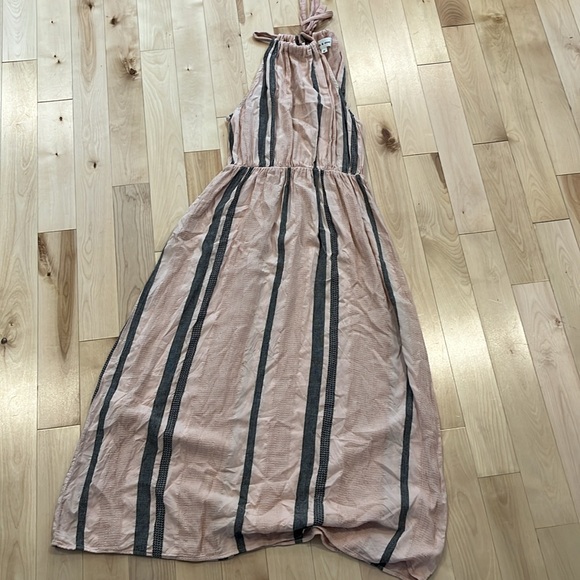 Anthropologie Cloth and Stone Halter Midi Dress in Maize Blush Pink Stripe - Picture 6 of 8